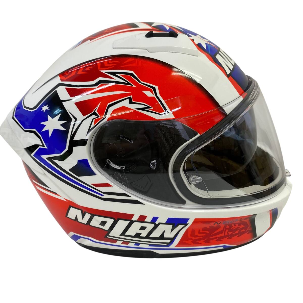 【美品】 NOLAN X-Lite X-803 STONER ストーナー フルフェイスヘルメットMサイズ 白?赤?青系 20146-120