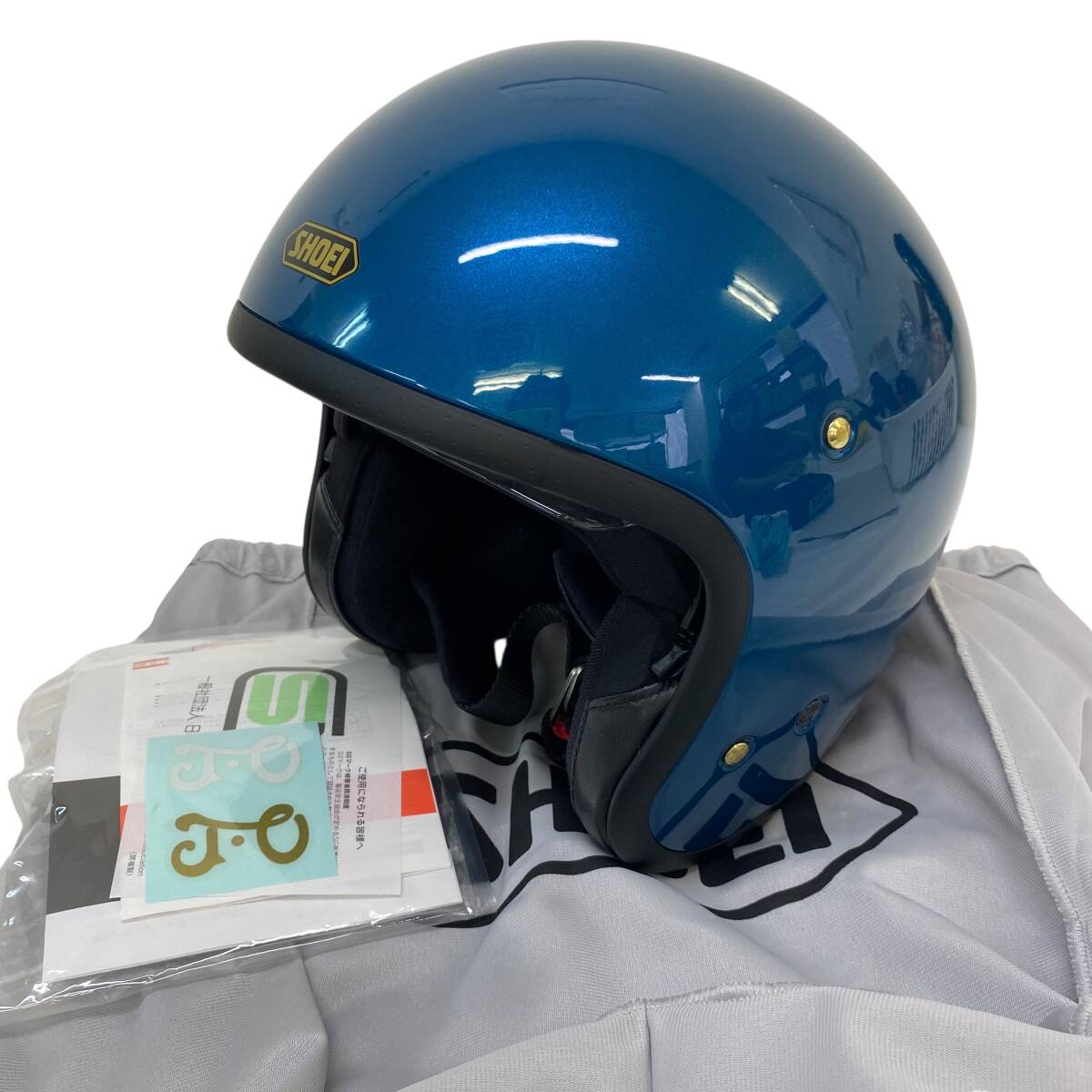 【美品】 SHOEI ショウエイ J.O ジェットヘルメット S(55cm)サイズ 青系 ブルー系 20483-100