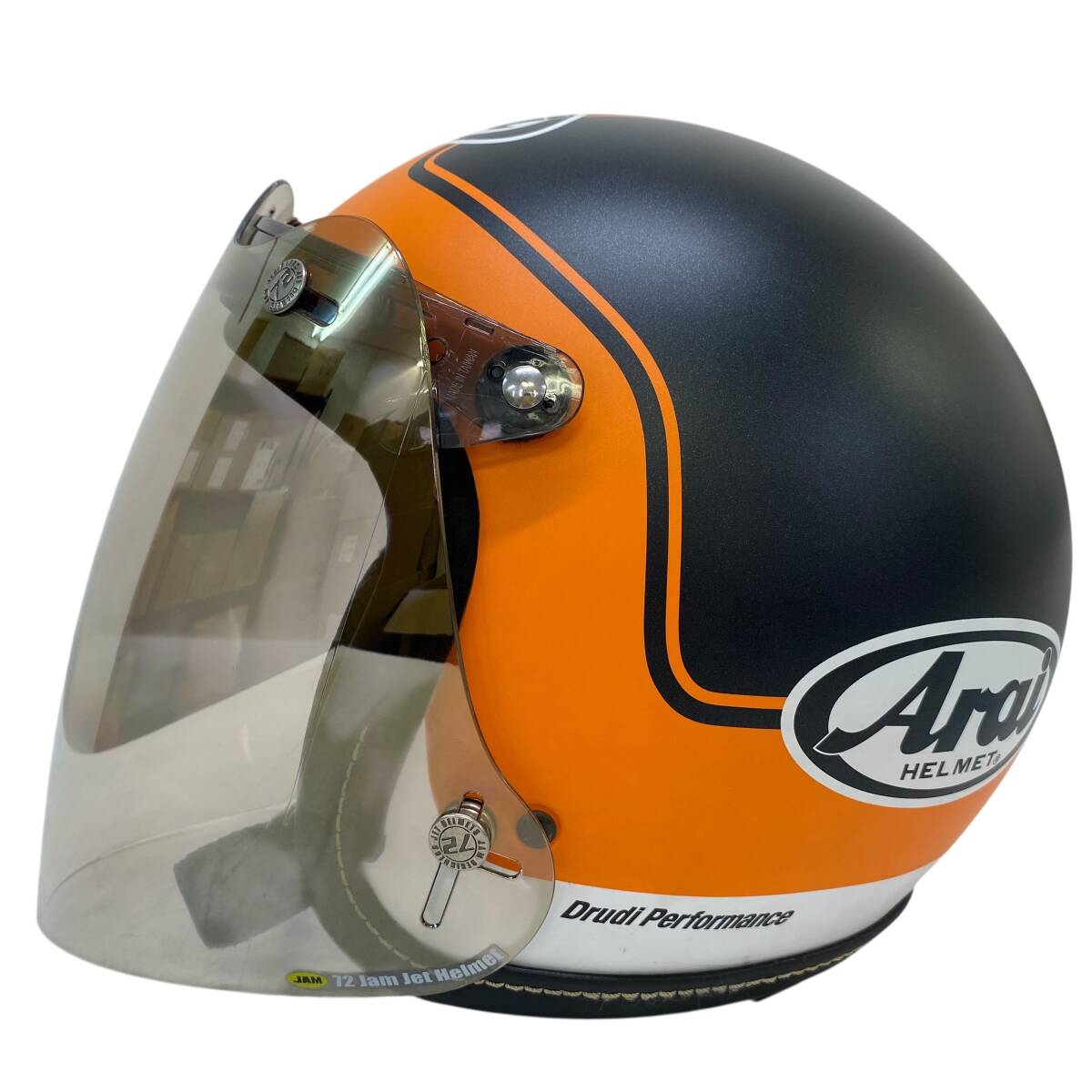 【美品】 Arai アライ CLASSIC AIR ERA ヘルメット　※スモークシールド付き S(55-56cm)サイズ オレンジ系 黒系 ブラック系 20484-100
