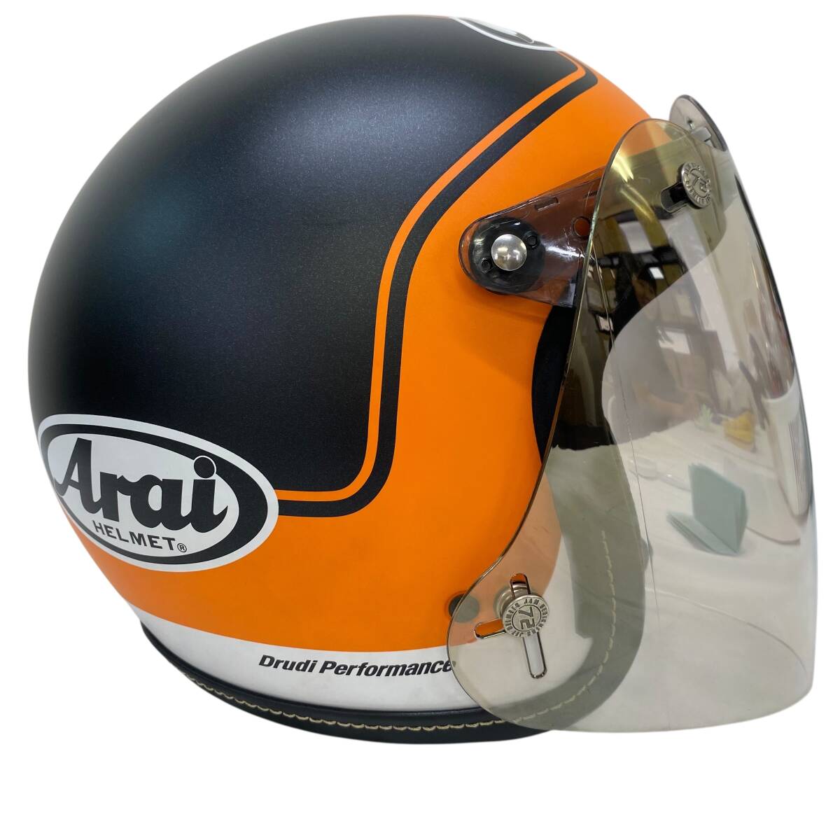 【美品】 Arai アライ CLASSIC AIR ERA ヘルメット　※スモークシールド付き S(55-56cm)サイズ オレンジ系 黒系 ブラック系 20484-100