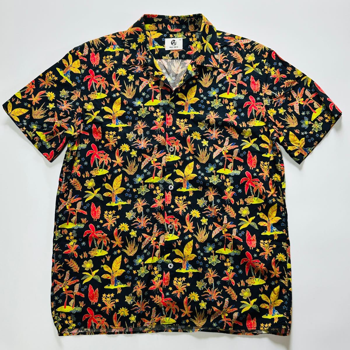極美品★Paul Smith ポールスミス 総柄 ボタンダウン シャツ 花柄 開襟 アロハ ハワイアン BD メンズ 春夏トップス 希少 マルチカラー レア