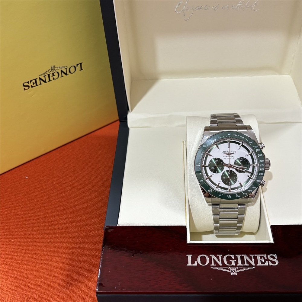 ロンジン LONGINES Conquest Chronograph 腕時(shí)計(jì) メンズ ウォッチ 自動(dòng)巻き ステンレス 紳士 緑文字盤 L3.835.4.02.6