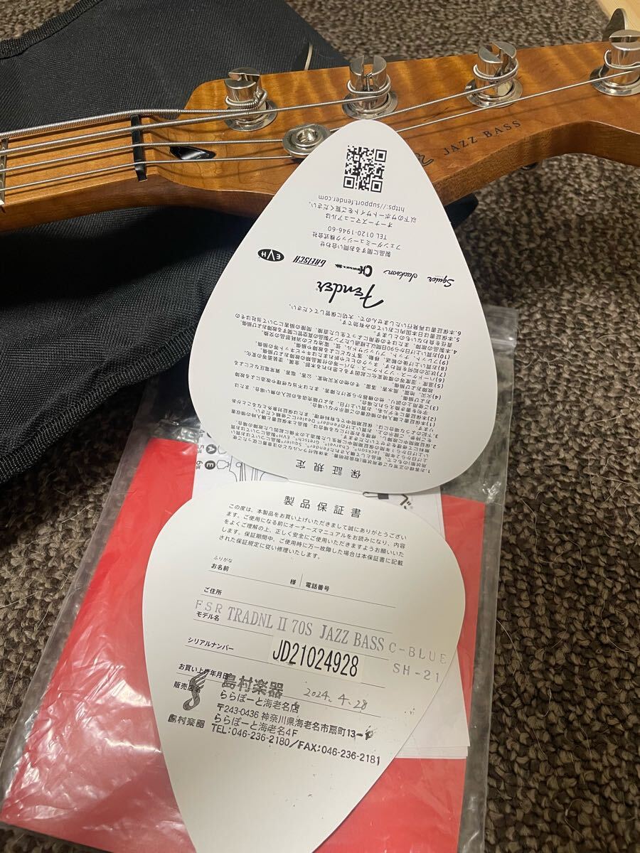 1円スタート fender FSR TRADNL Ⅱ 70s jazzbass c-blue ベース ジャズベース エレキベース 4弦 BASS ネック変えてあります。