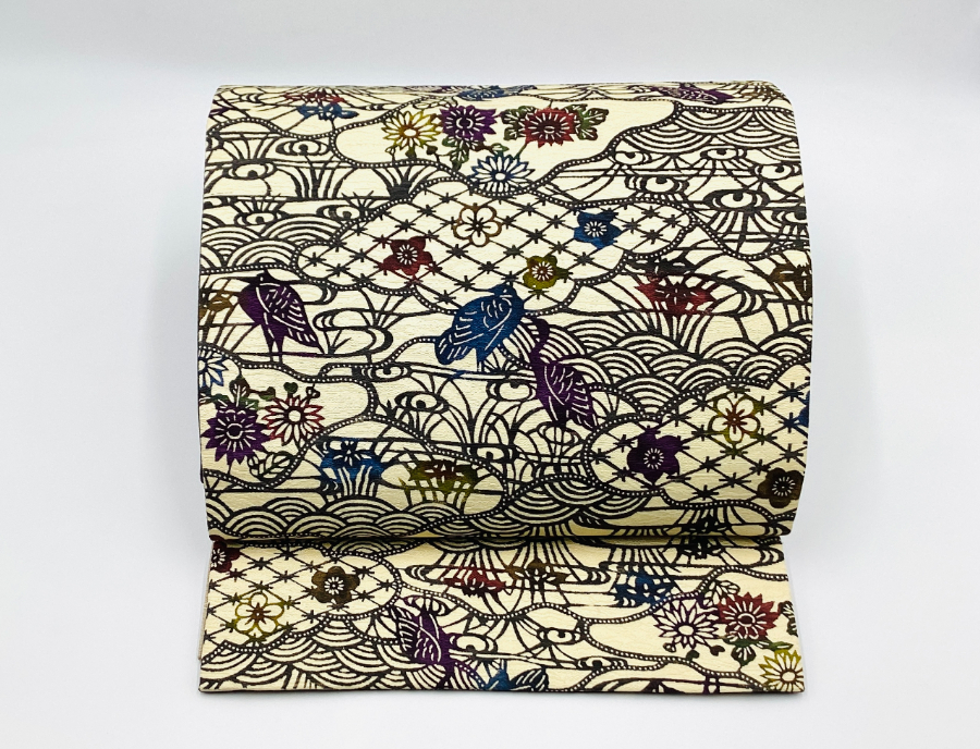 未使用品　正絹　袋帯　リバーシブル　四通り　全柄織　O25083　t