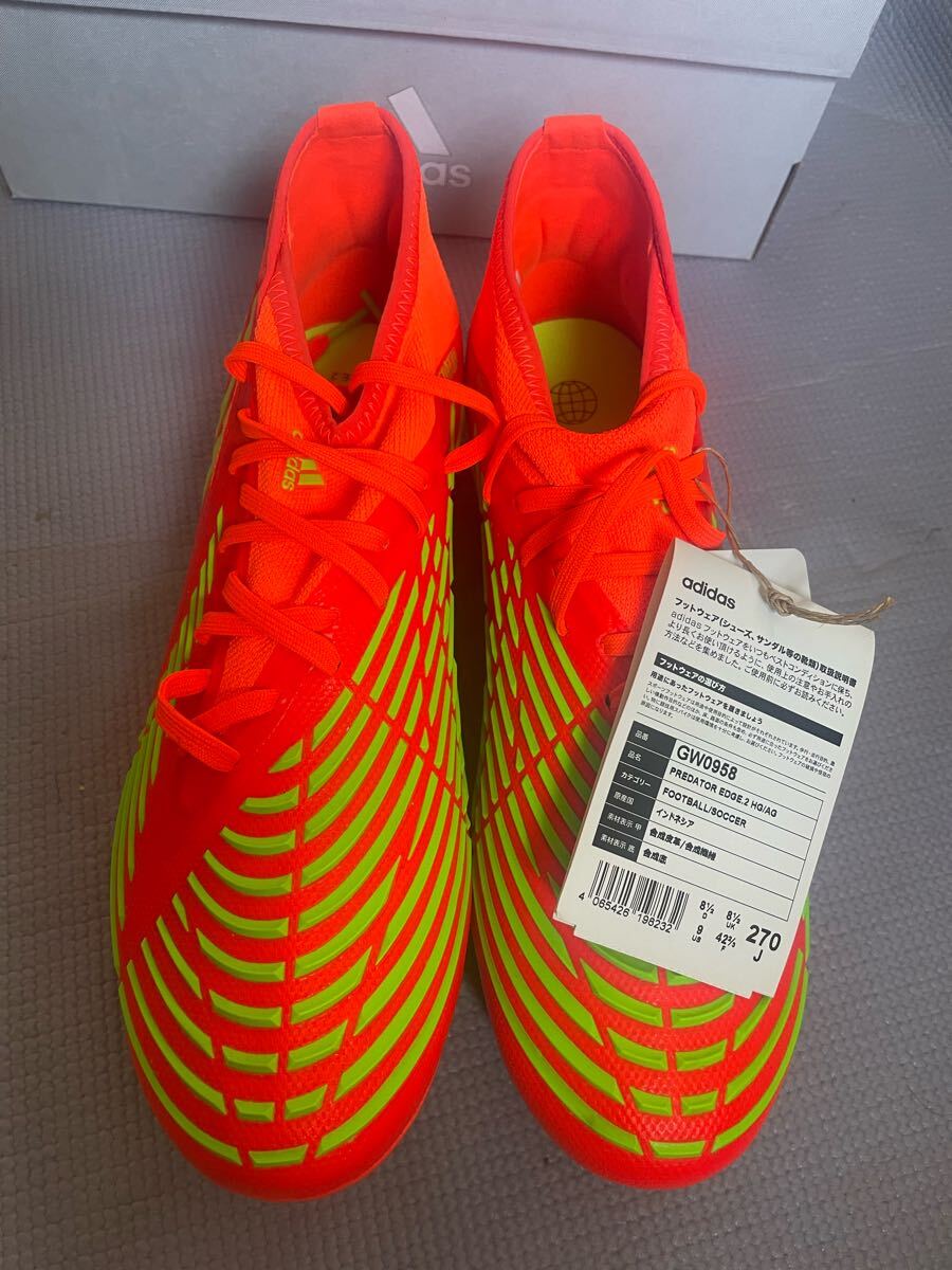 送料無料 新品 未使用 adidas アディダス プレデター エッジ.2 HG/AG / 土?人工芝用 / Predator Edge.2 サッカー スパイク 27.0cm GW0958