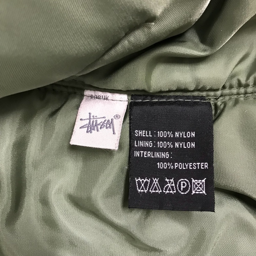 08w10511★1円~ ステューシー STUSSY×ALPHA INDUSTRIES フライトジャケット 25周年記念モデル カスタムMA-1 カーキ XLサイズ【中古品】