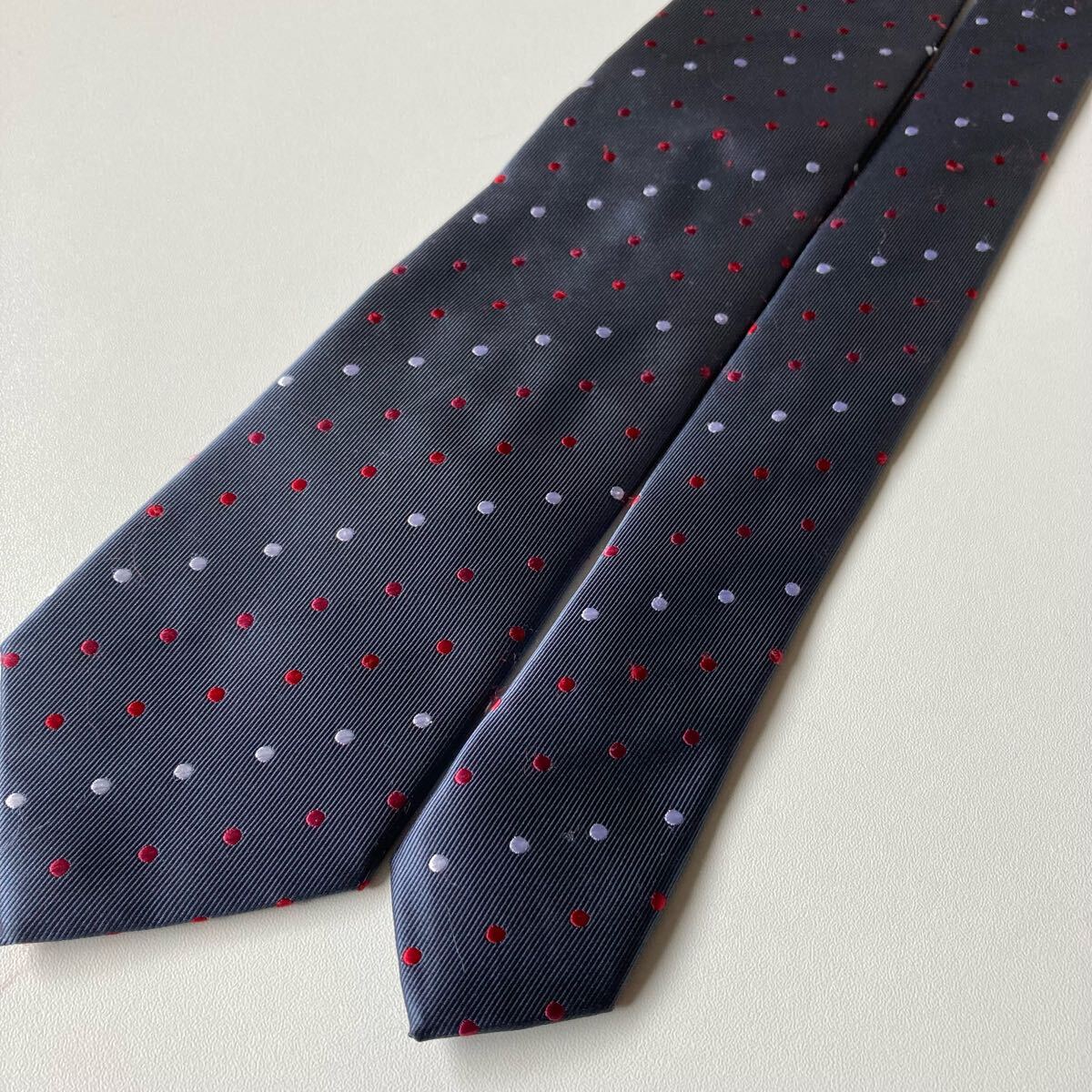 ネクタイ BRICK HOUSE 東京シャツ ブランド グレー系 ポリエステル 洗えるネクタイ ドット柄 ビジネス リクルート 即決_画像6