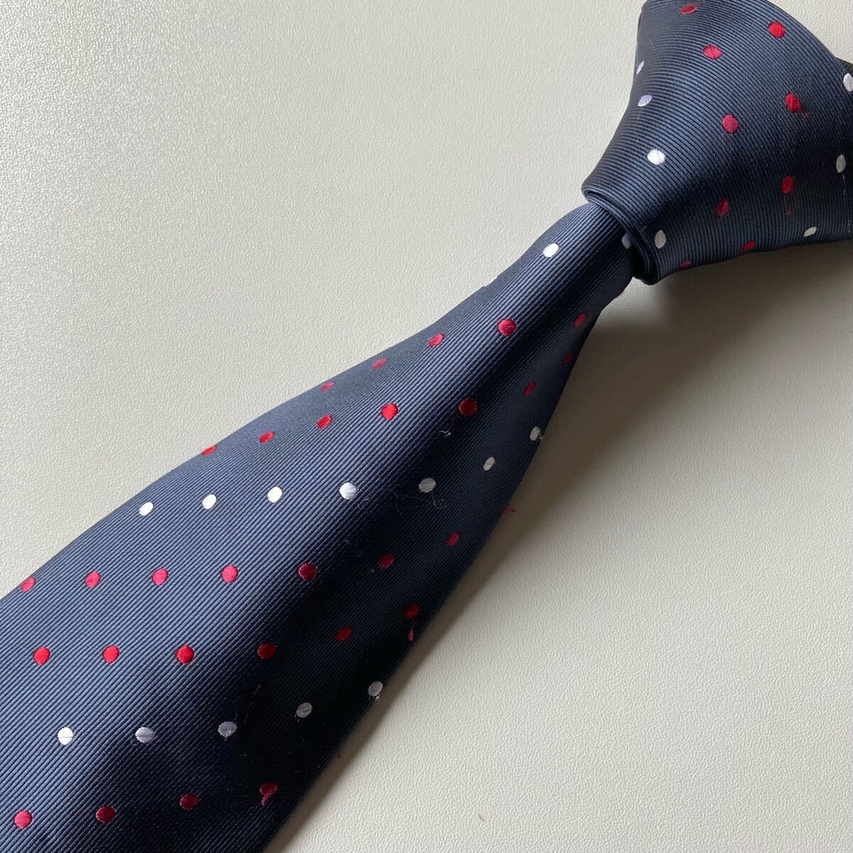 ネクタイ BRICK HOUSE 東京シャツ ブランド グレー系 ポリエステル 洗えるネクタイ ドット柄 ビジネス リクルート 即決_画像8