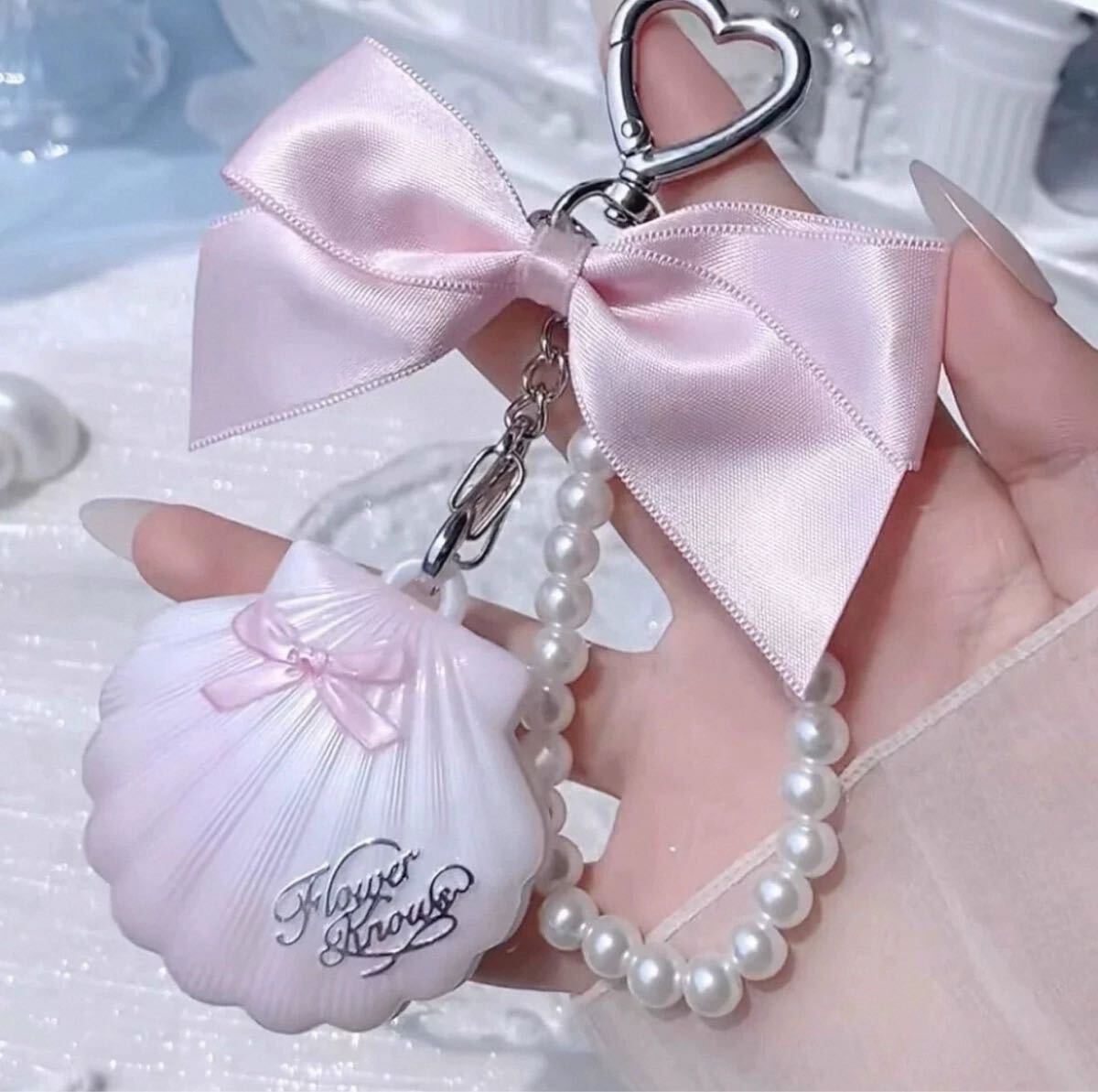 限定 新品未使用メイク　フラワーノーズ FlowerKnowsの貝殻デザインネックレス - 真珠アクセサリー（メイクアップハイライター　ピンク_画像2