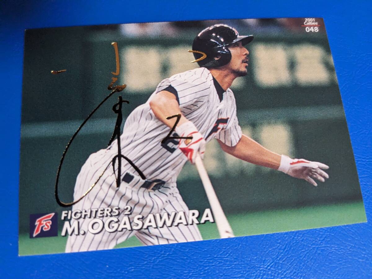 **2001 год Calbee Professional Baseball chip s Gold автограф карта Япония ветчина No.048 Япония ветчина 