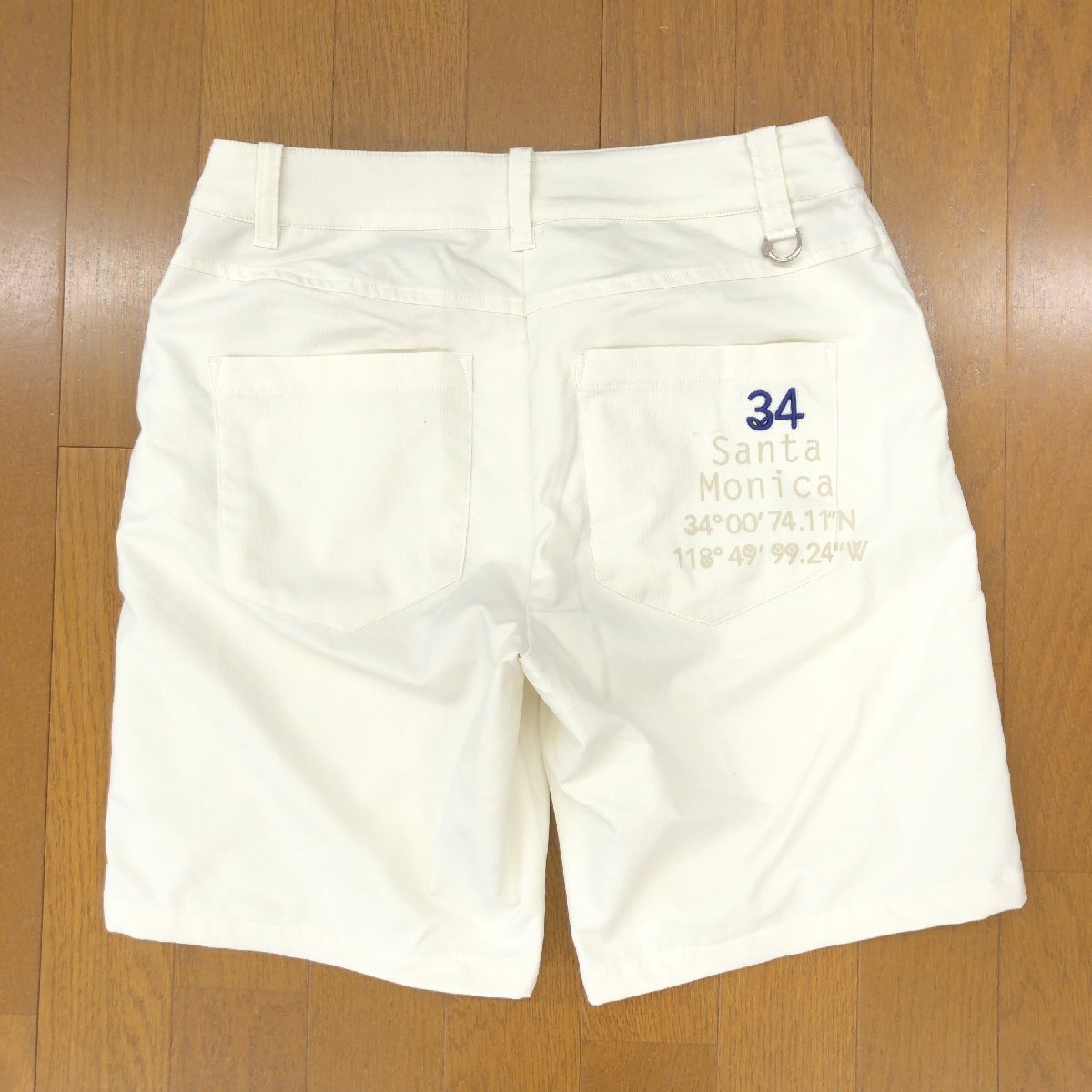 MUNSINGWEAR マンシングウェア 吸水速干 ドライ ロゴ刺繍 ストレッチ ハーフ ゴルフパンツ 9(M) w70 アイボリー ショートパンツ 婦人