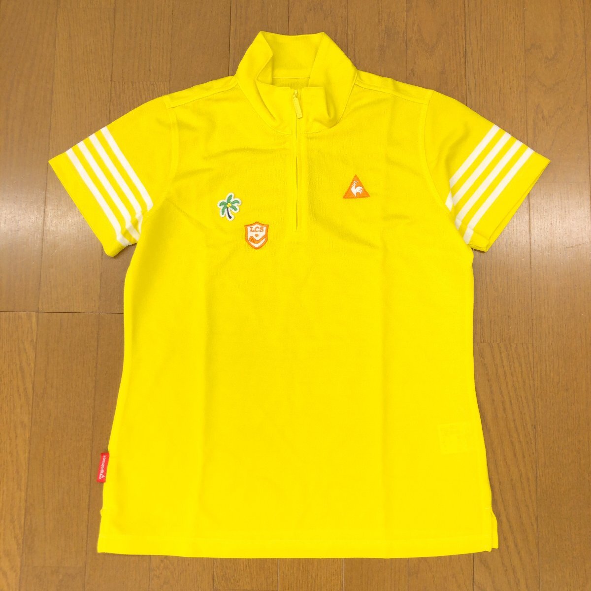 極美品 le coq sportif GOLF ルコックゴルフ 定価8,690円 吸水速干 ドライ ゴルフシャツ L イエロー ポロシャツ カットソー Tシャツ 婦人