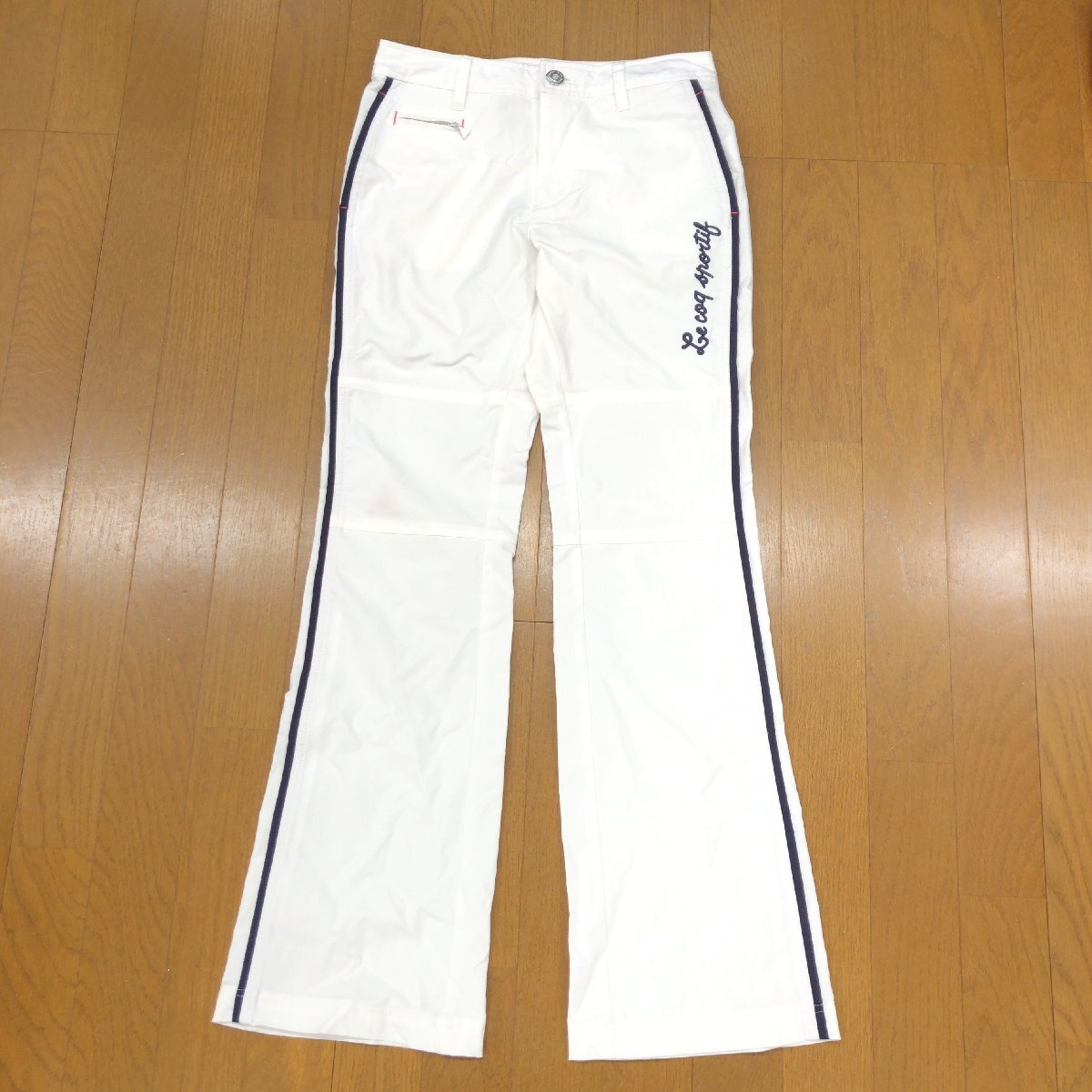 le coq sportif ルコック 吸水速干 ドライ フレア ゴルフパンツ 9(M) 白 ホワイト ブーツカット スラックス パンツ レディース 婦人