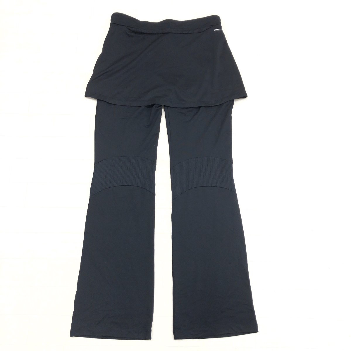 美品 adidas アディダス スカート付 ジャージ フレアパンツ OT(XL) 黒 ブラック ブーツカット スコート LL 2L ゆったり 大きい レディース