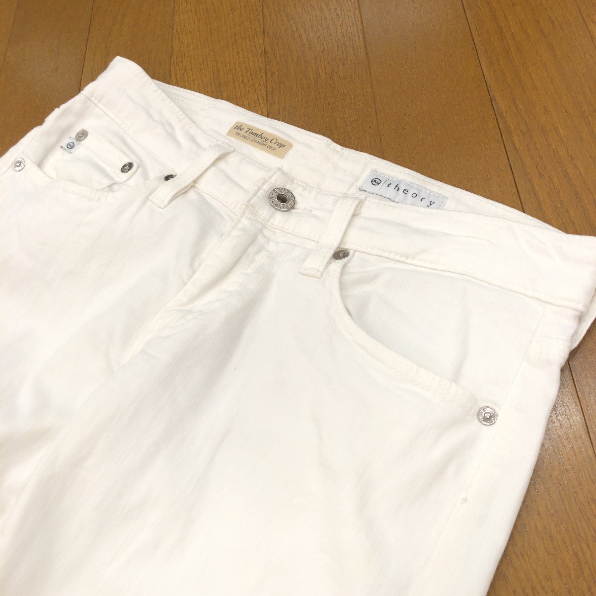 USA製 AG×Theory エージー セオリー Tomboy Crop ストレッチ ストレート カラーデニム パンツ 26 w74 白 ホワイト 白パン ジーンズ 女性用_画像6