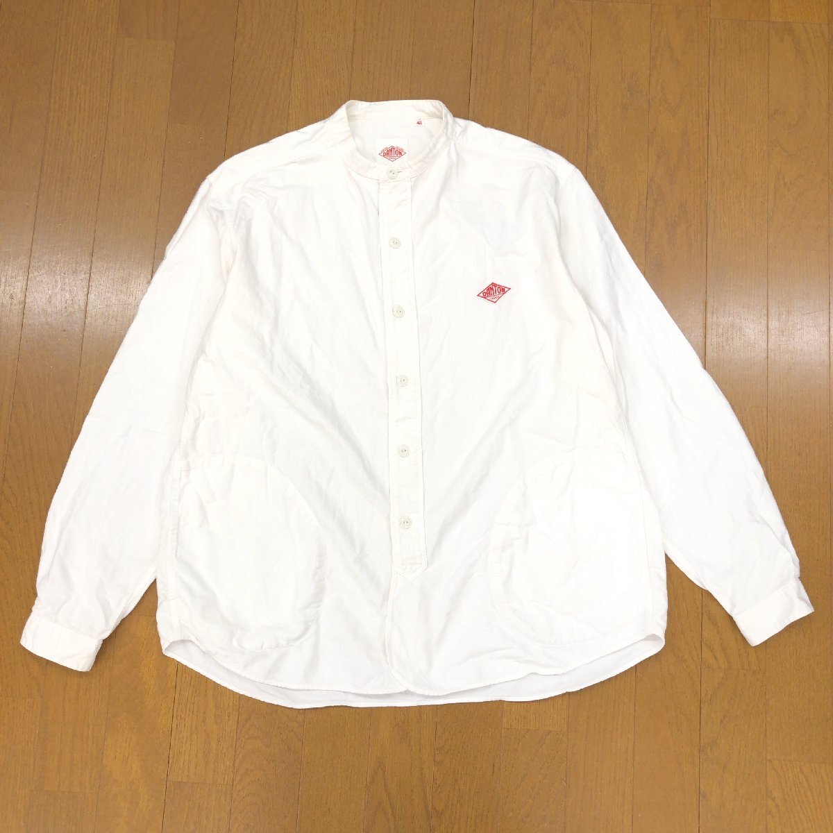 DANTON ダントン 定価12,980円 バンドカラー オックスフォードシャツ 42(XL) 白 ホワイト 長袖 日本制 特大 大きいサイズ 2L LL メンズ