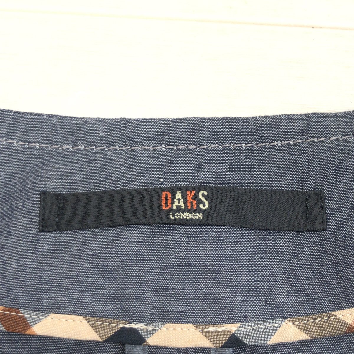 美品 DAKS ダックス コットン100% ノーカラー ジップアップ ジャケット 38(M) 日本制 ブルゾン 羽織り 春夏 レディース 三共生興