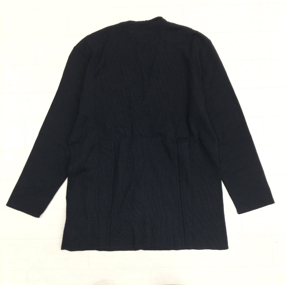 新品 DAKS ダックス コットン100% ロゴ刺繍 Ｖネック サマーニット カーディガン 38(M) 黒 ブラック 日本制 羽織り 婦人 三共生興 未使用