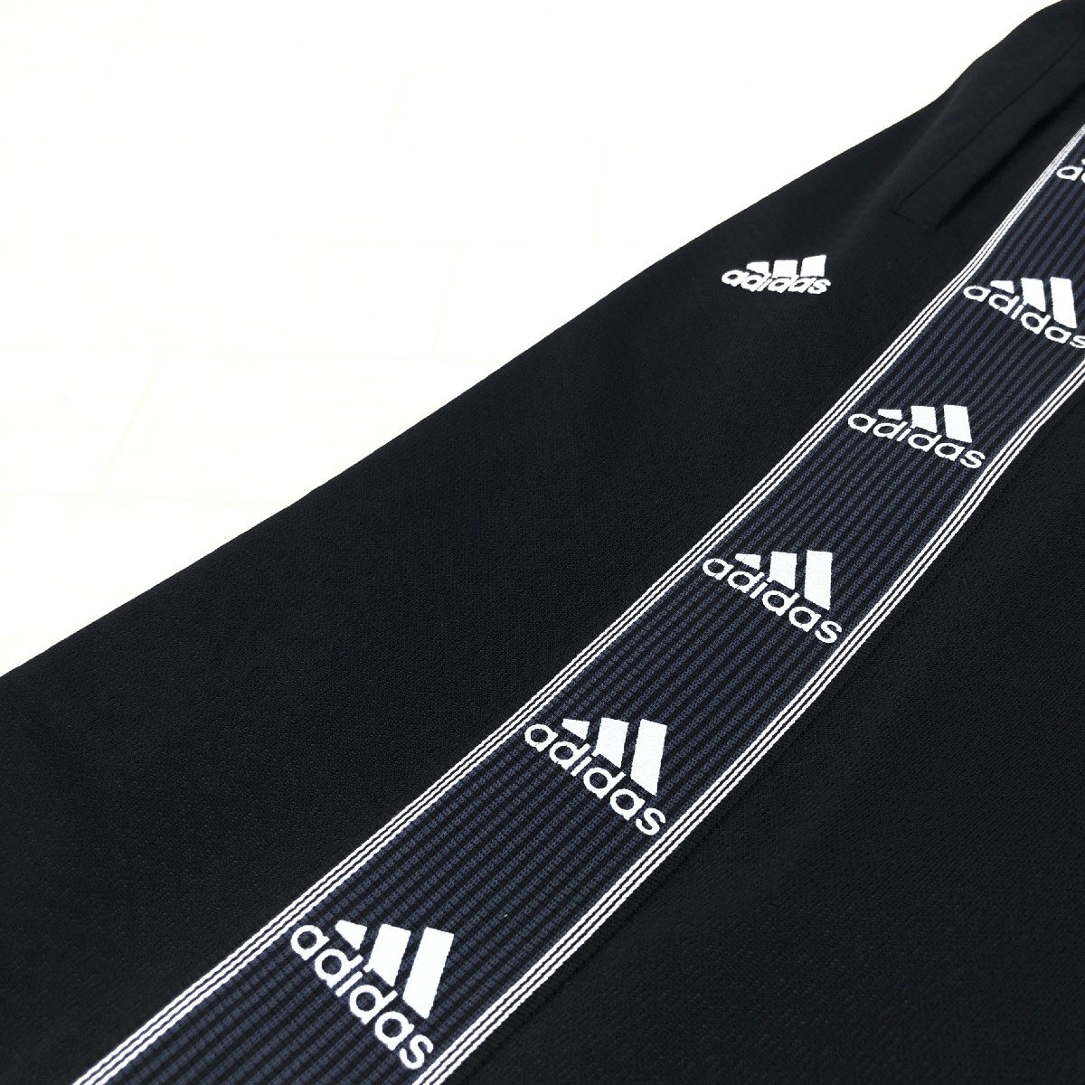 美品 adidas アディダス ロゴプリント サイドライン ジャージ パンツ L 黒×銀 ブラック シルバー トラックパンツ y2k グランジ Archive