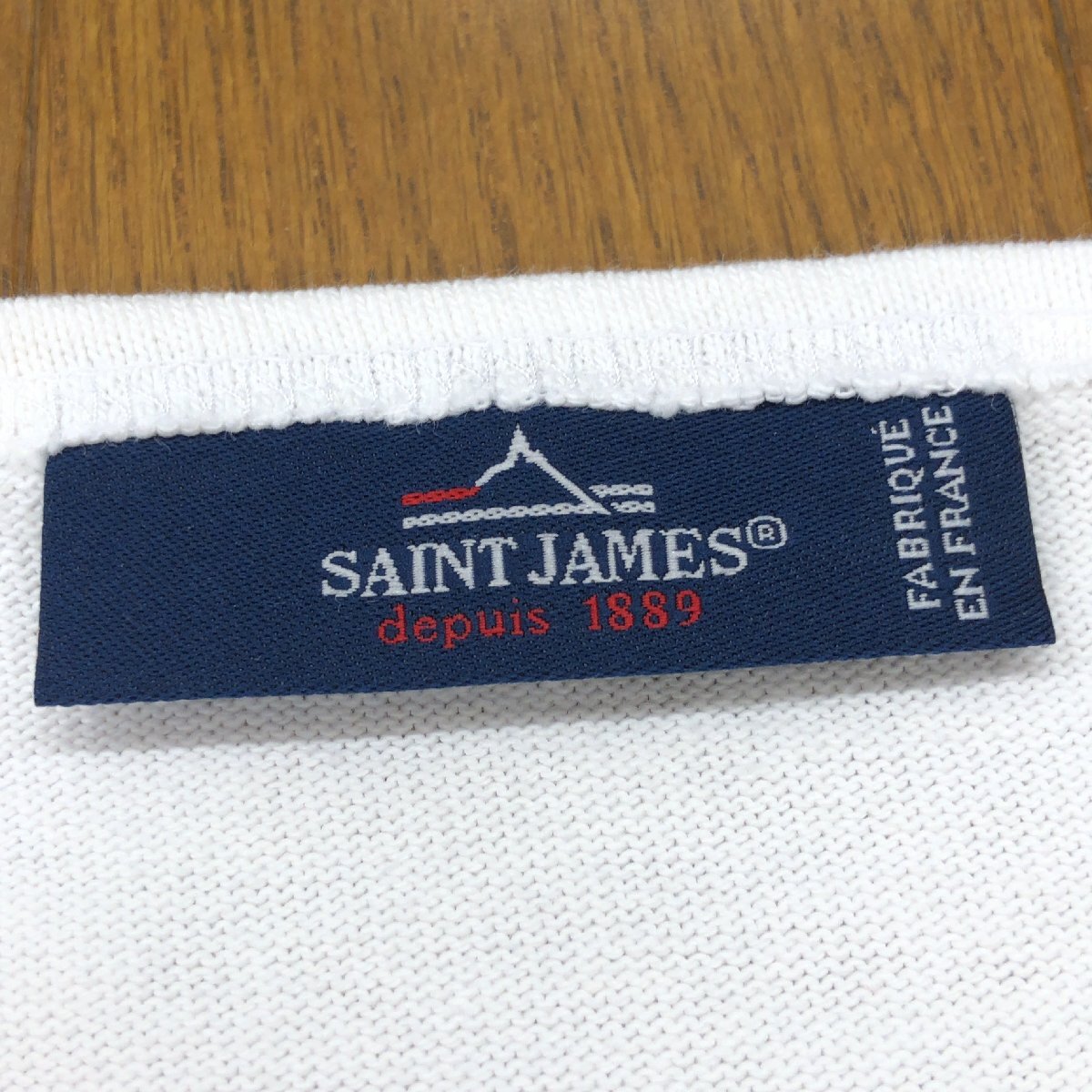 フランス制 SAINT JAMES セントジェームス 定価14,300円 定番 ウェッソン ボートネック バスクシャツ 5(M相當) 白 ホワイト 長袖 ロンT
