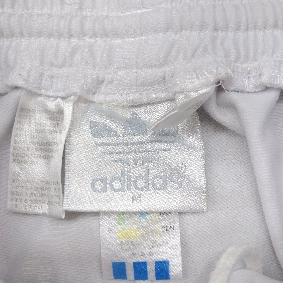 90's adidas originals アディダスオリジナルス トレフォイルロゴ ライン ジャージ ロングパンツ M 白 ホワイト レディース 古著 VINTAGE]