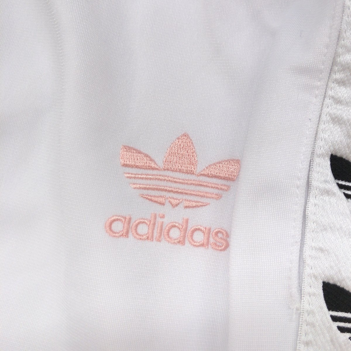 90's adidas originals アディダスオリジナルス トレフォイルロゴ ライン ジャージ ロングパンツ M 白 ホワイト レディース 古著 VINTAGE]