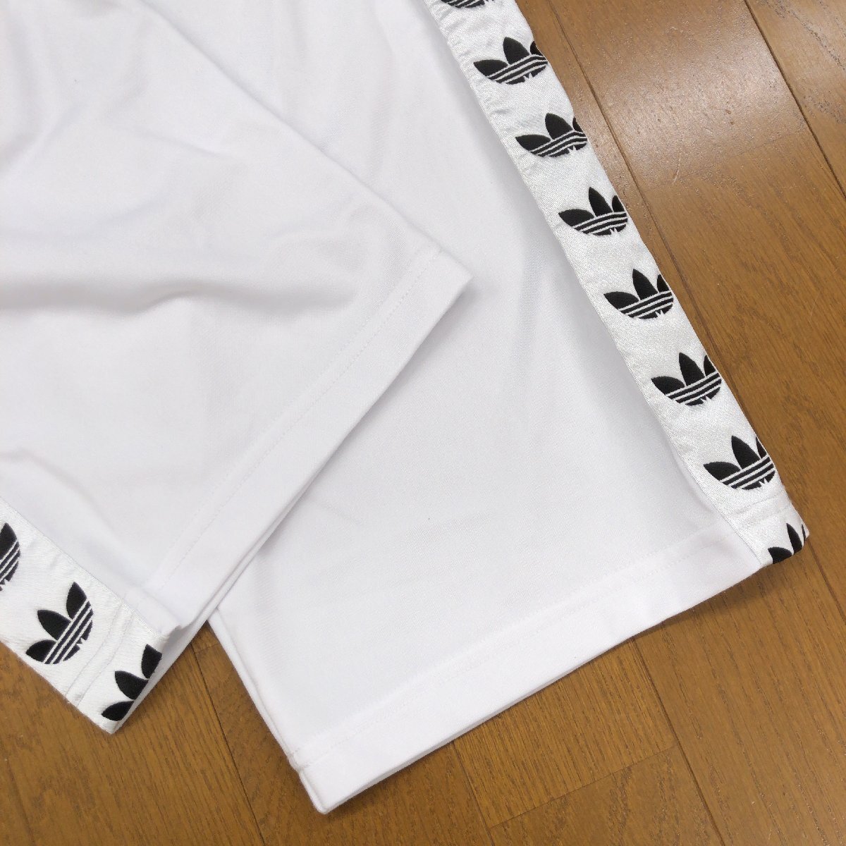 90's adidas originals アディダスオリジナルス トレフォイルロゴ ライン ジャージ ロングパンツ M 白 ホワイト レディース 古著 VINTAGE]