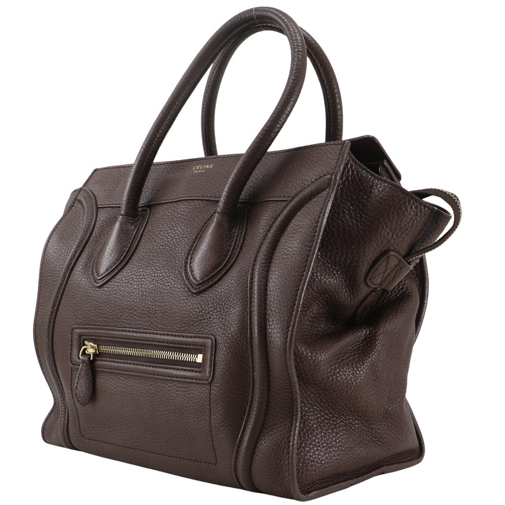 CELINE セリーヌ ラゲージ ミニショッパー 165213GFL.18CC ハンドバッグ レザー 茶 レディース【S140825863】中古