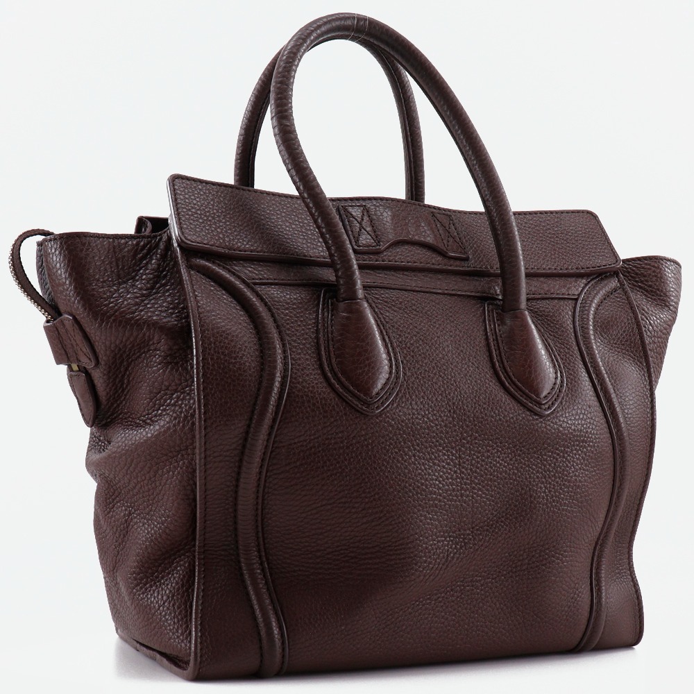 CELINE セリーヌ ラゲージ ミニショッパー 165213GFL.18CC ハンドバッグ レザー 茶 レディース【S140825863】中古