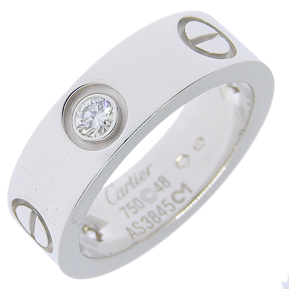 CARTIER カルティエ ラブリング ハーフダイヤ リング・指輪 K18WG×ダイヤモンド 8号 約8.1g レディース【I130425030】中古 ホワイトゴールド