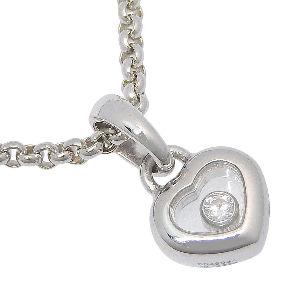 Chopard ショパール ハッピーダイヤ ハート 1Pダイヤ 79/4854 ネックレス K18WG×ダイヤモンド 約10.9g レディース【I130425040】中古