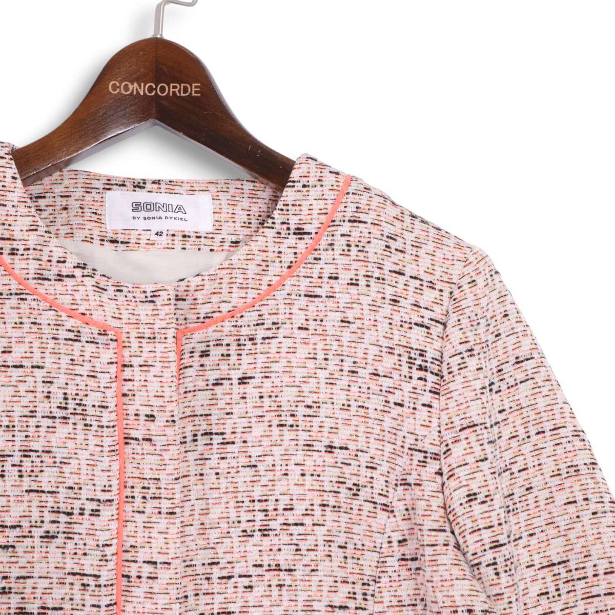 SONIA by SONIA RYKIEL ソニアリキエル 通年★ ノーカラー ツイード ジャケット Sz.42 レディース