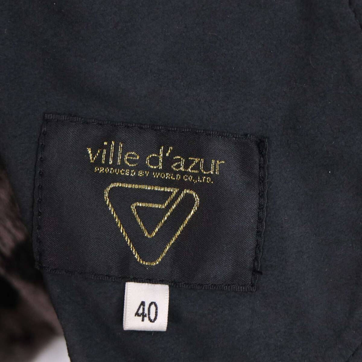 ville d'azur ビルダジュール 秋冬 アニマル柄 ボア♪ 羊革 毛皮 リアル ムートン ジャケット コート Sz.40 レディース 黒_画像6