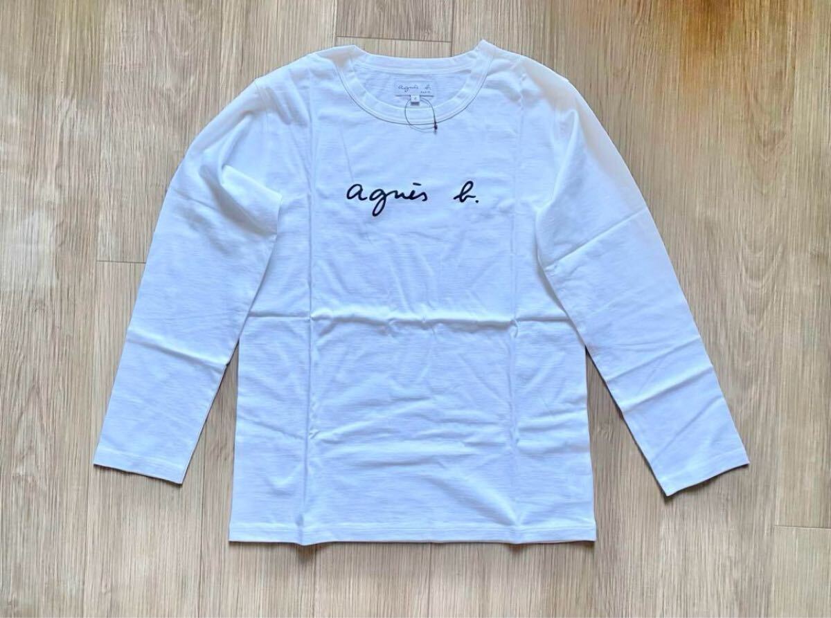 アニエスベー Agnes b ロンT 長袖Tシャツ Tシャツ 長袖 ホワイト カットソー 白 カジュアル コットン