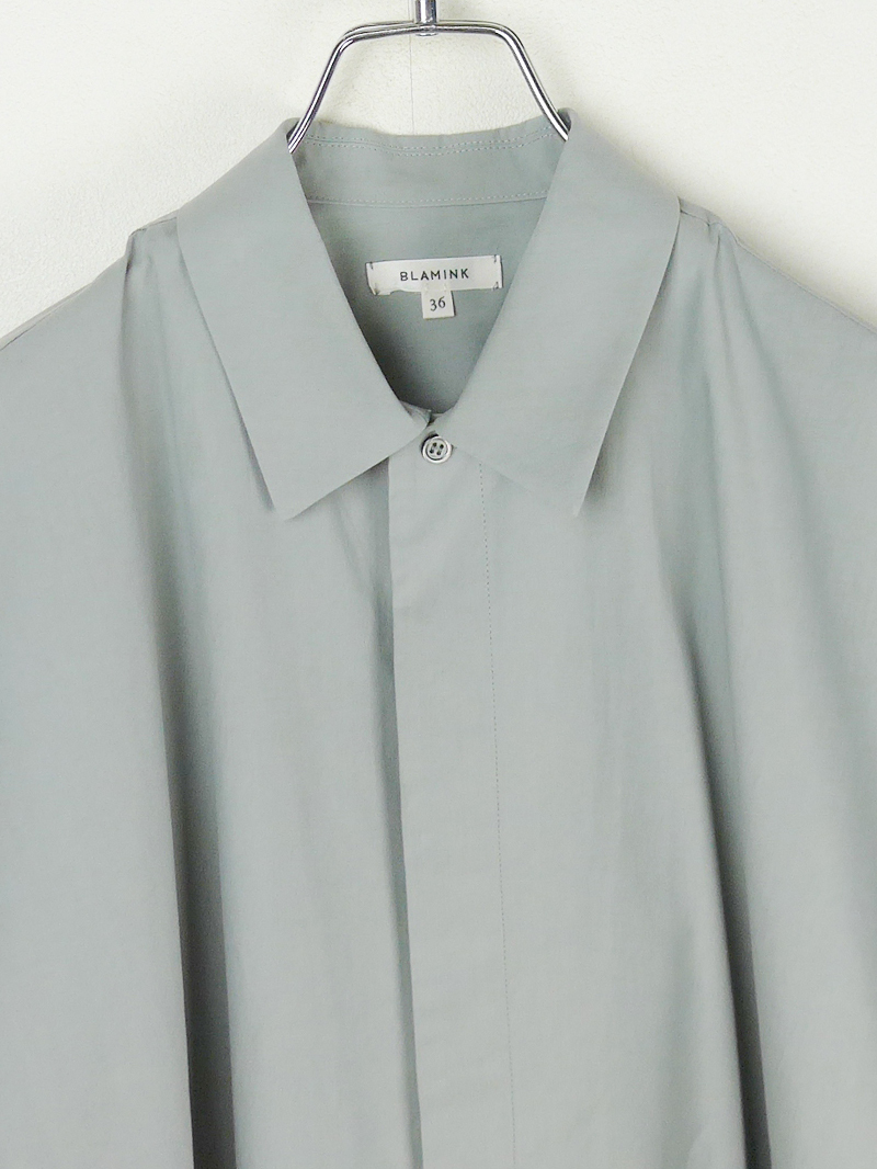 BLAMINK ブラミンク 24SS レギュラーカラー ノースリーブブラウス MD.GRAY グレー Drawer オーバーサイズ コットンシャツ