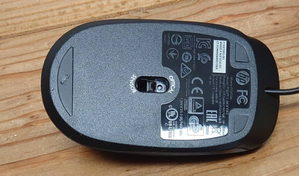 【新品・未使用】hp ヒューレットパッカード MODEL:MOFYUO USB 光学マウス ブラック 黒 ③ 一寸キズ有り_画像2
