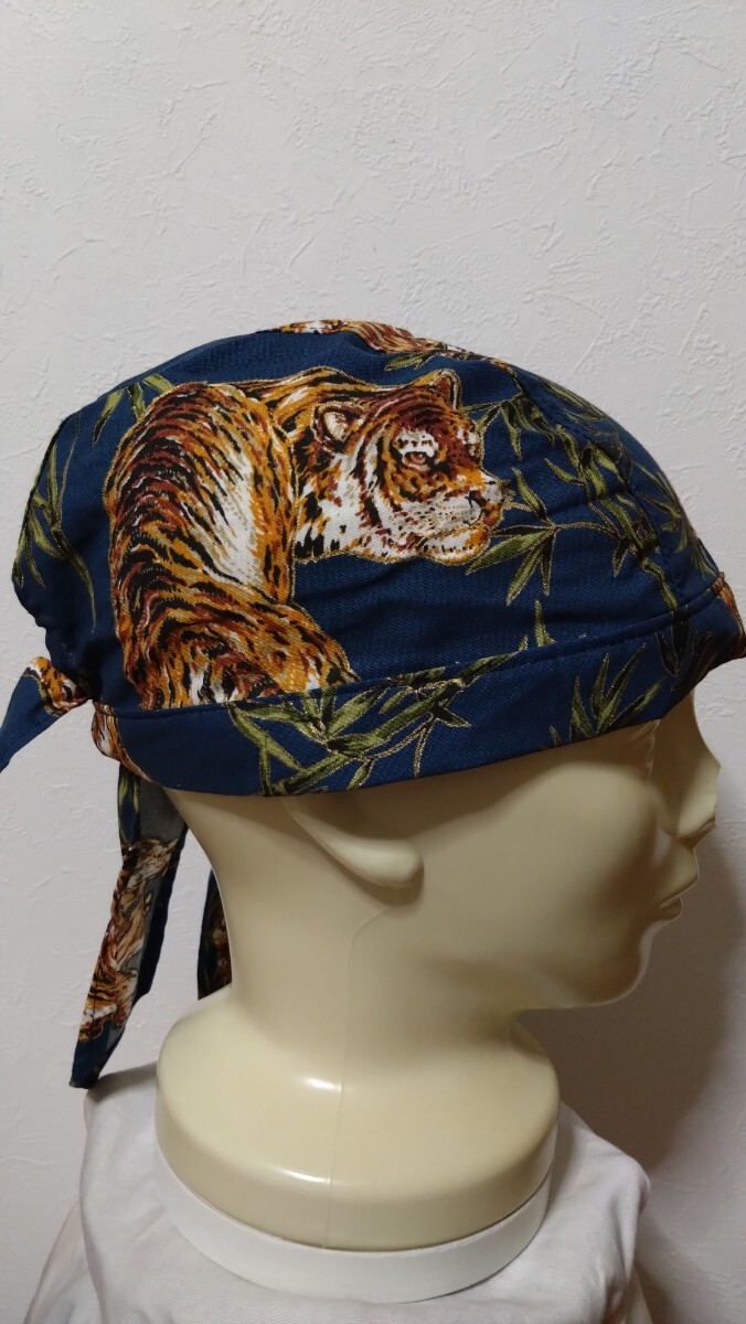 ★バンダナキャップ★ハンドメイド　まとめ売り　和柄　竜と炎　風(fēng)神雷神　トラ　紺
