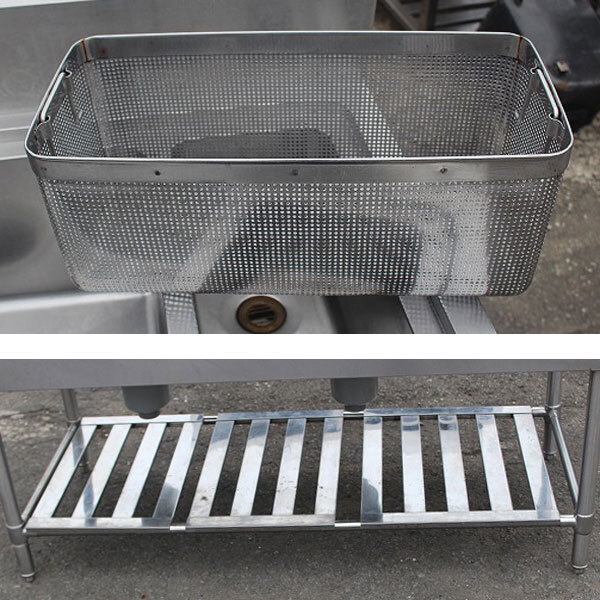 wz0570 ステンレス ソイルド 2槽 シンク 流し台 幅1825mm ダスト付き 中古 厨房 飲食店 業務用_画像3