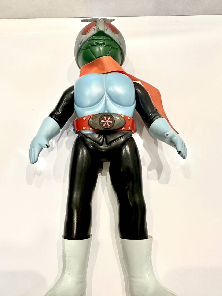 ポピー 仮面ライダー新1号 ソフビ ブリキベルト 2本線 当時物 ☆超希少 美品 当時物 2本線 マスク ブリキ 仮面ライダー ソフビ