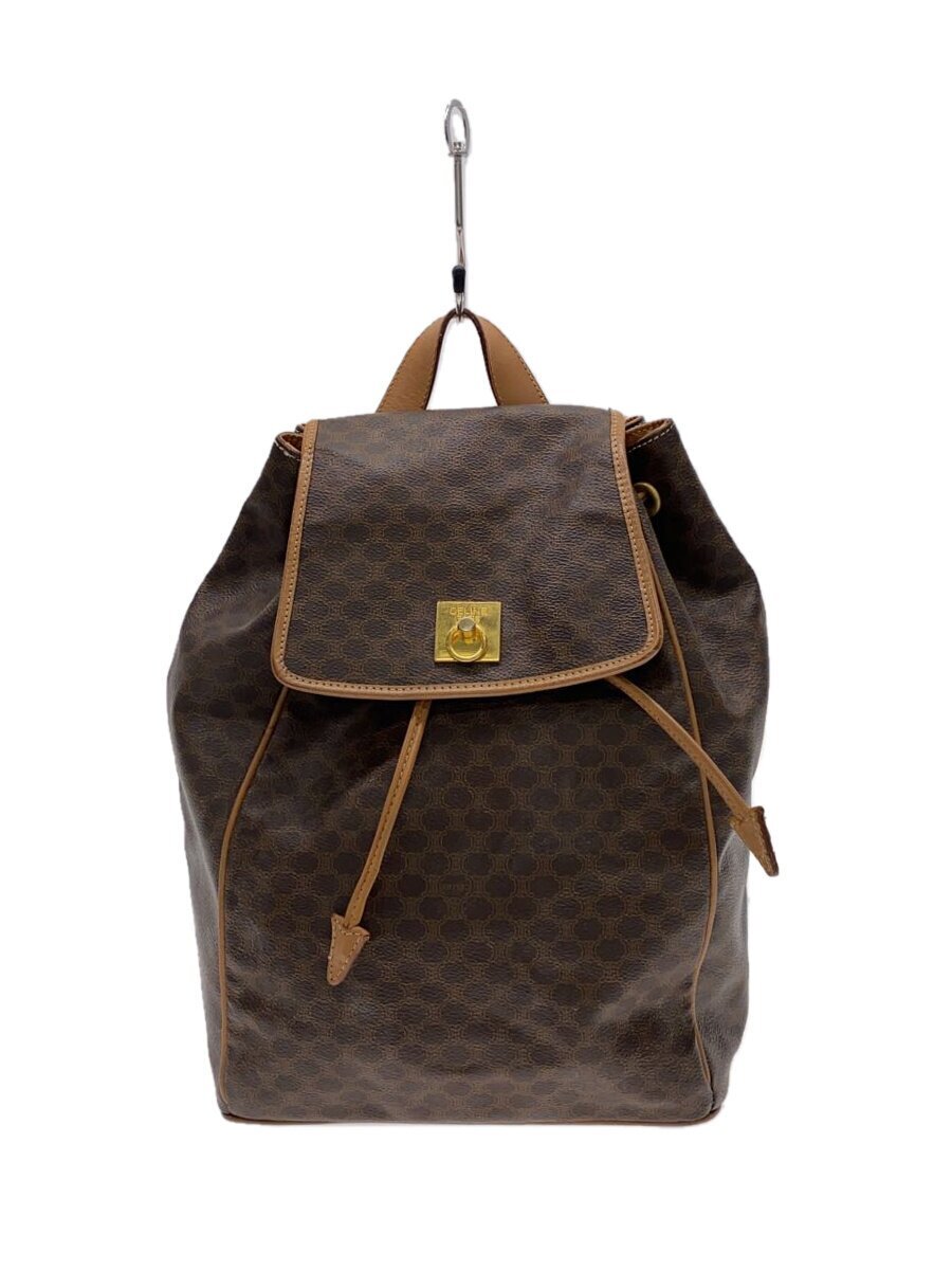 CELINE◆マカダム/リュック/PVC/BRW/総柄/傷有