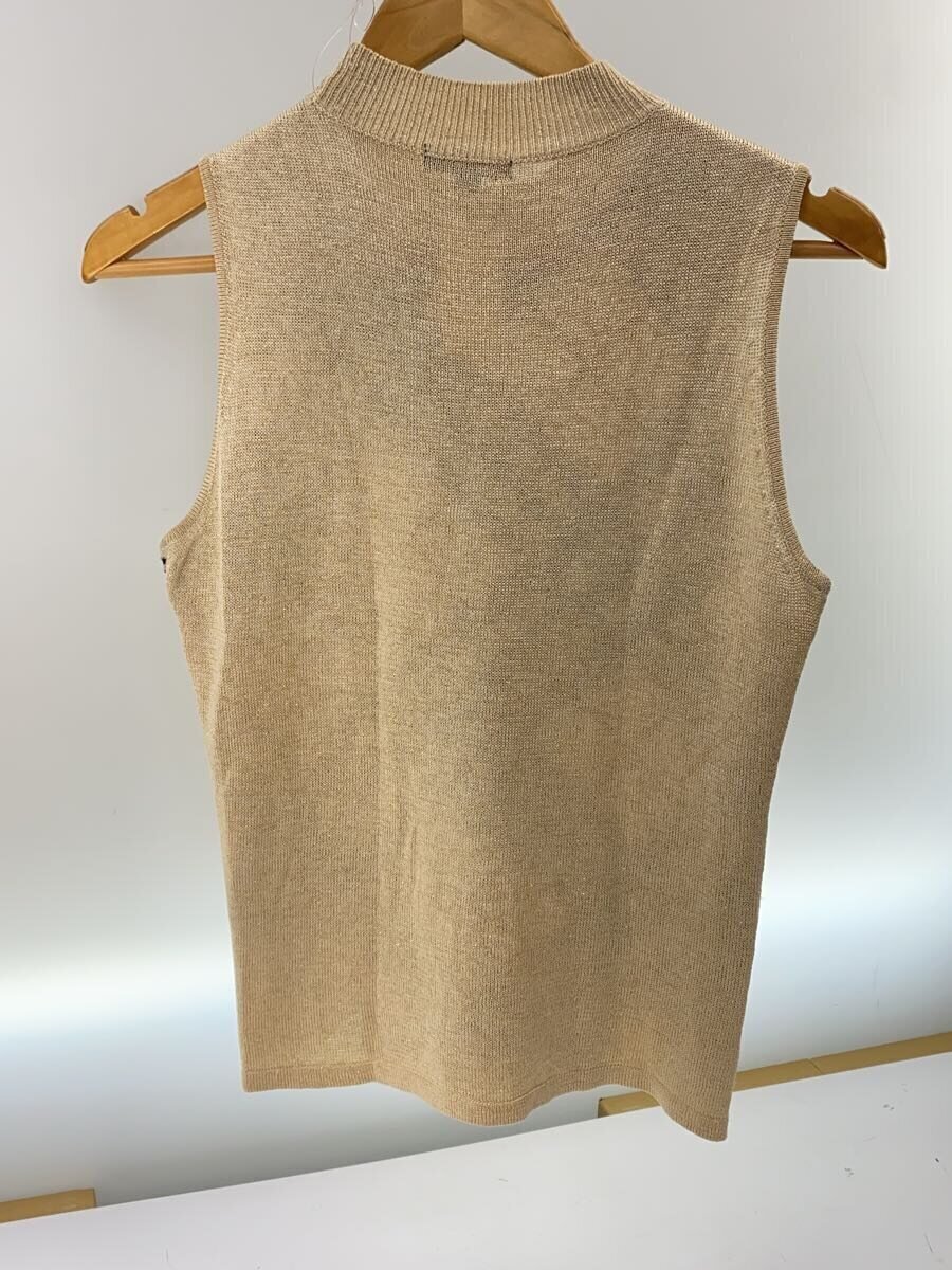 BURBERRY LONDON◆ベスト/LL/-/BEG BURBERRY LONDON バーバリー ワンポイントロゴ 刺繍 ウールニット