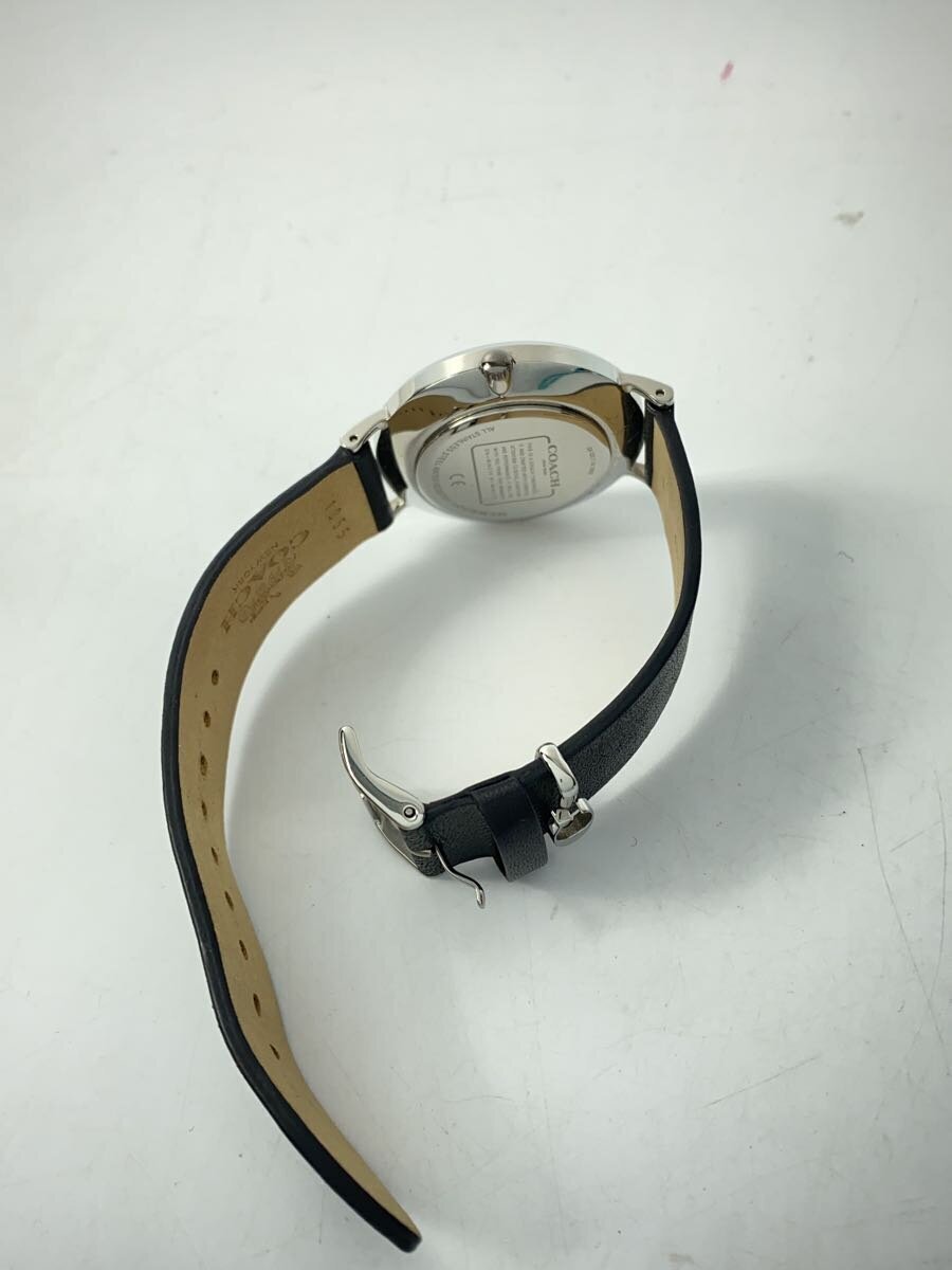 COACH◆クォーツ腕時計/アナログ/レザー/SLV/BLK/14503115