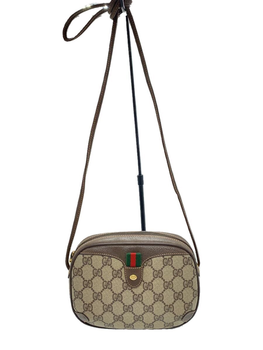 GUCCI◆GG/OLD/シェリーライン/ショルダーバッグ/PVC/BRW/総柄/156.02.066