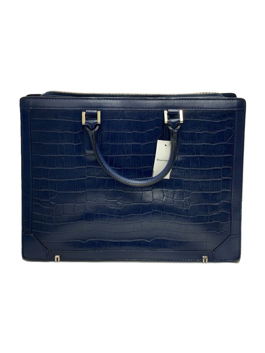 SAMSONITE◆クロコ型押し/ビジネスバッグ/ブリーフケース/レザー/NVY