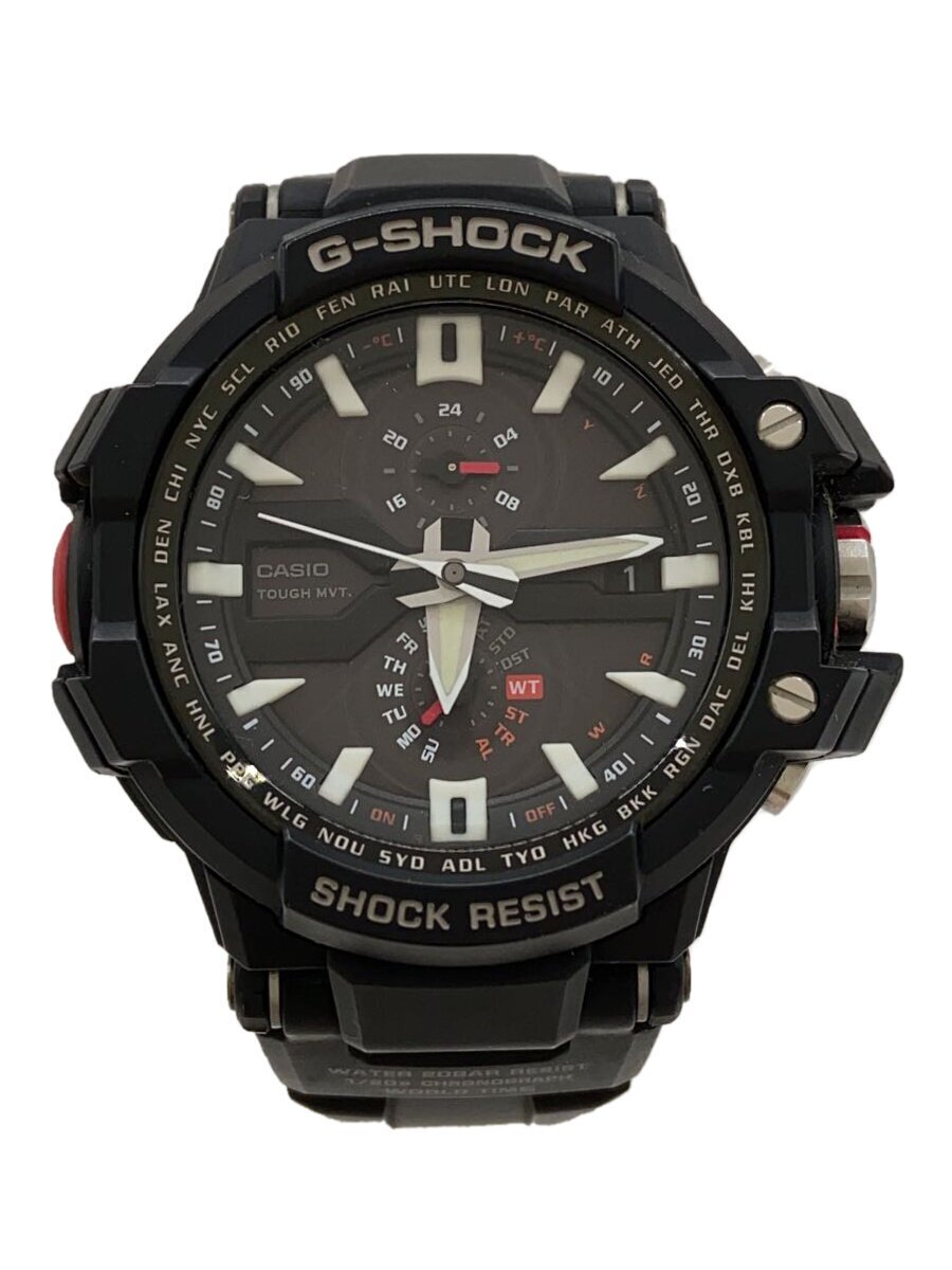 CASIO◆ソーラー腕時計?G-SHOCK/アナログ/ラバー/BLK/BLK