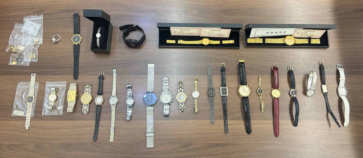 【A23847】稼働 不動 ジャンク 時計 おまとめ 27點 YSL イヴサンローラン CITIZEN シチズン CASIO カシオ 他 ブランド 腕時計 部品パーツ