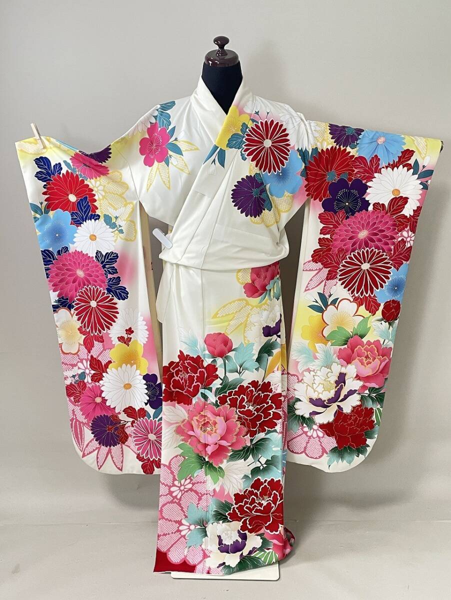 IROHA* кимоно с длинными рукавами *[ta8950] день совершеннолетия церемония окончания * натуральный шелк [ б/у ][JAPAN STYLE] полиэстер 