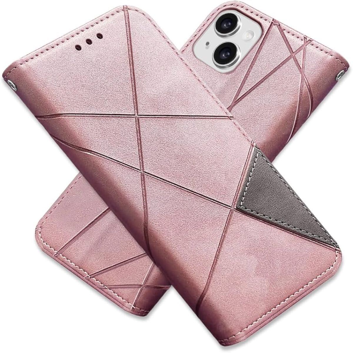 2314029☆ ZHUAZHULE iPhone15 Plus ケース 手帳型 アイフォン15Plus 財布型 レザー スマホケース カード収納 （ローズゴールド）