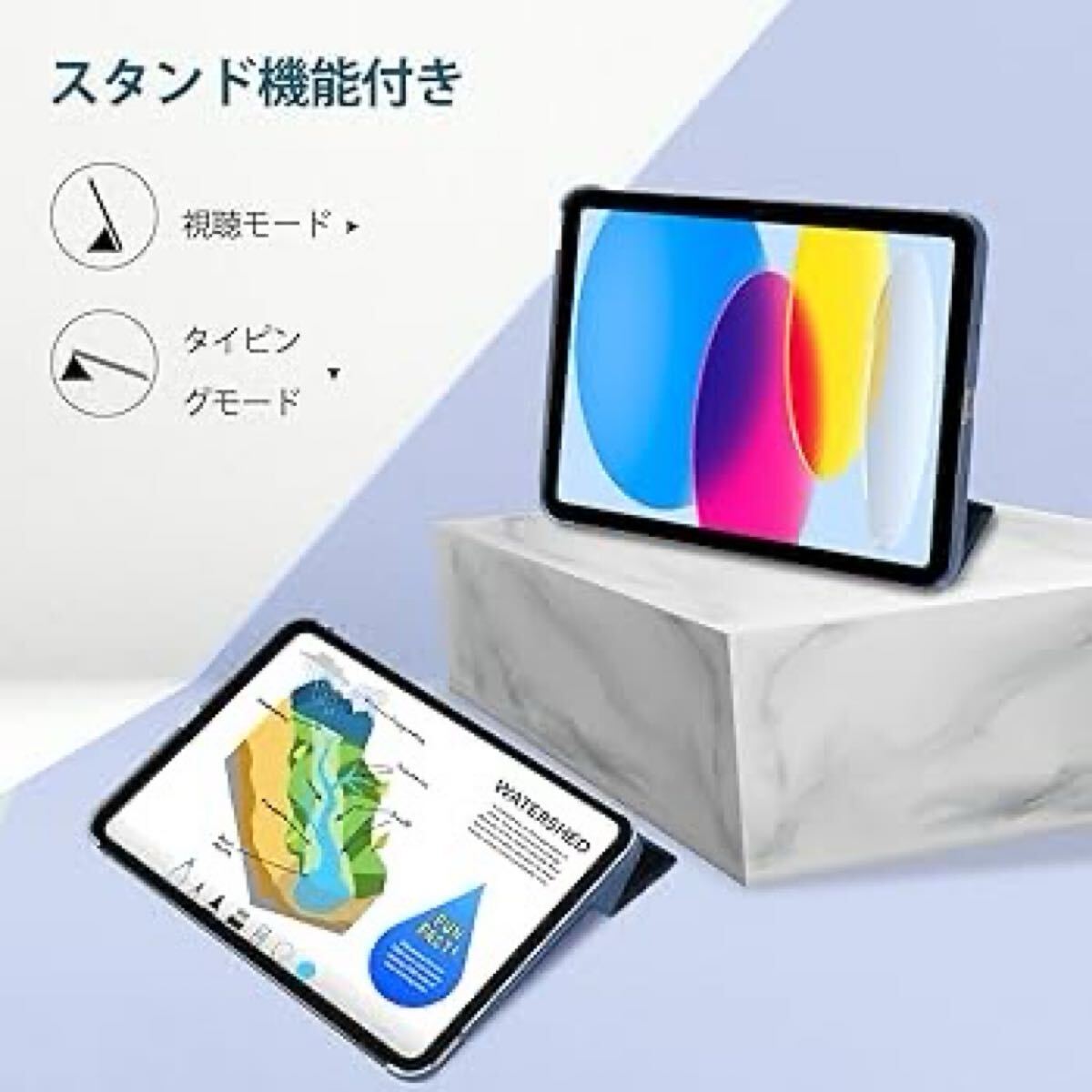 2311115☆ ProCase iPad 11世代/10世代 ケース iPad（A16）11インチ 2025/10.9インチ 2022通用 軽量 耐衝撃 三つ折り スタンド（ネイビー）