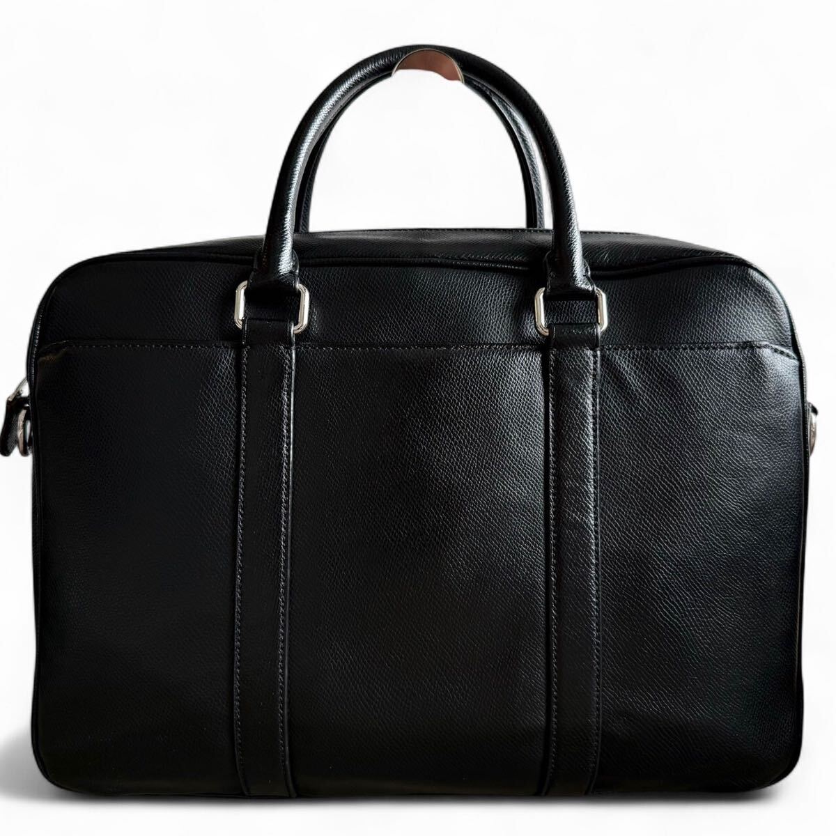 極美品●COACH コーチ コミューター 2WAY ビジネスバッグ ショルダー 2室構造 大容量 A4書類 PC 肩掛け グレインレザー 本革 ブラック 黒